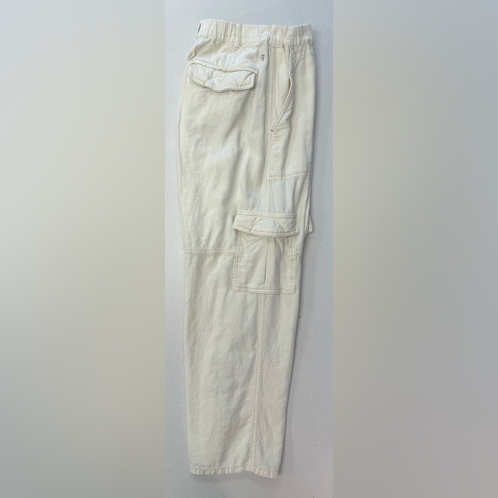 PILCRO Anthropologie Cream Cargo Linen Blend Pant SM